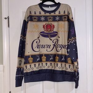 Crown Royal whiskey, ugly sweater size xl